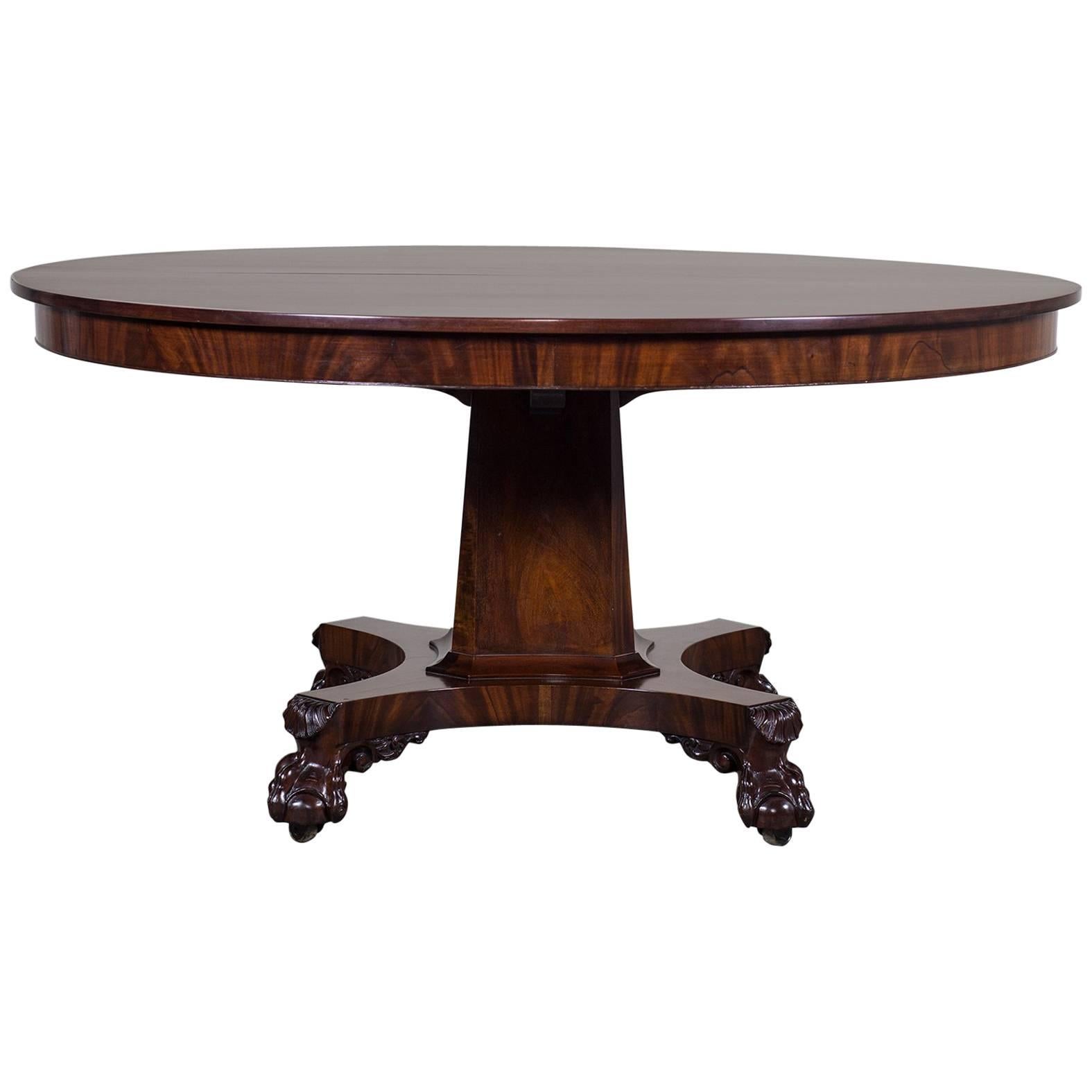 Antique American Empire Mahogany Pedestal Dining Table, circa 1825