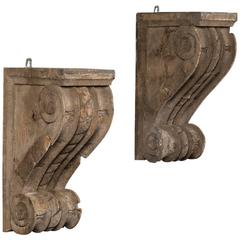 Pair of Antique French Wall Brackets Corbels, circa 1850