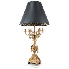 20th Century Empire-Style Gilt Bronze Candelabra Table Lamp 2