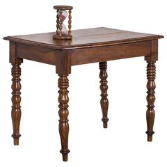 Antique French Louis Philippe Burl Chestnut Table with Drawer, circa 1850