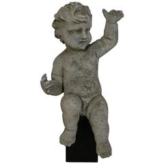 Large 18th Century Carved Stone Italian Angel Cherub 12