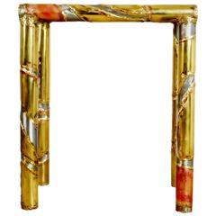 Vintage Brutalist Mixed Metal Silas Seandel Console Table & Functional Art Signed, 1982