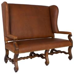 Handsome Ralph Lauren Style Brown Leather Settee