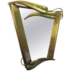 Brass Mirror in the Style of Wiener Werkstatte
