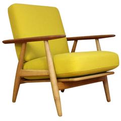 Hans Wegner Oak and Teak 'Cigar' Lounge Chair Model GE-240, GETAMA