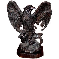 Antique 19th Century Carved German Black Forest Oak Eagle