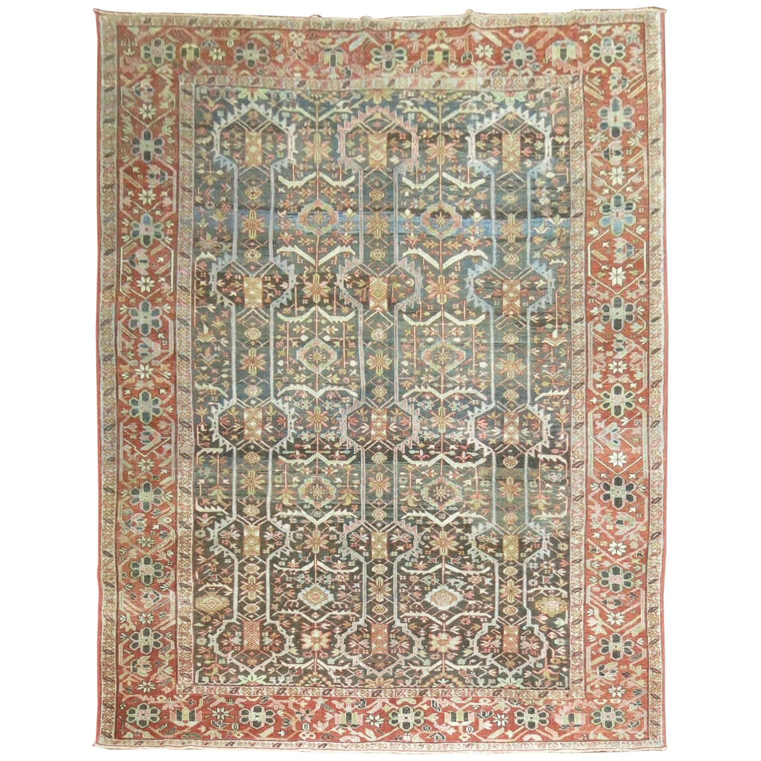 Antique Persian Heriz Decorative Rug For Sale