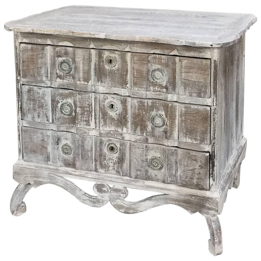 19th Century Country French Painted, Whitewashed Commode