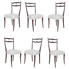 Set of Six Italian Mid-Century Dining Chairs in the Style of Ico Parisi