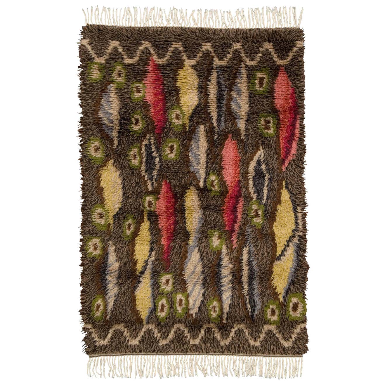 Mid 20th Century Swedish Rya Rug For Sale at 1stDibs