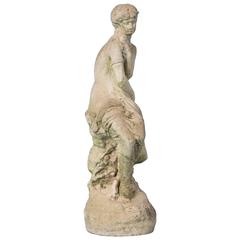 Antique Swedish Cast Garden Statue of a Robed Woman