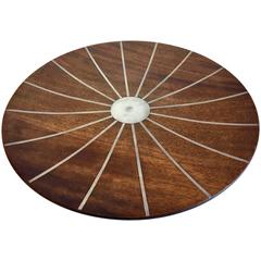 Solid Walnut and Silver Inlaid Large Charger Plate Designed by Paul Evans