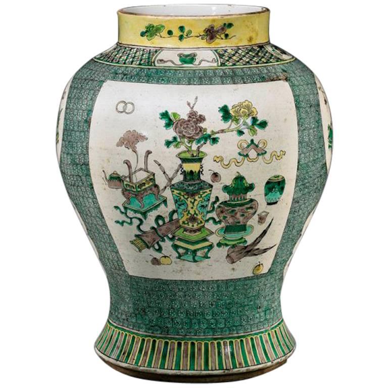 Antique Chinese Kangxi Style Porcelain Ginger Jar