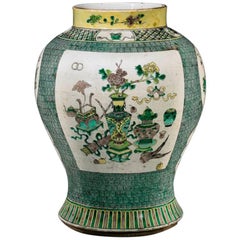 Ancien pot à gingembre en porcelaine de style chinois Kangxi