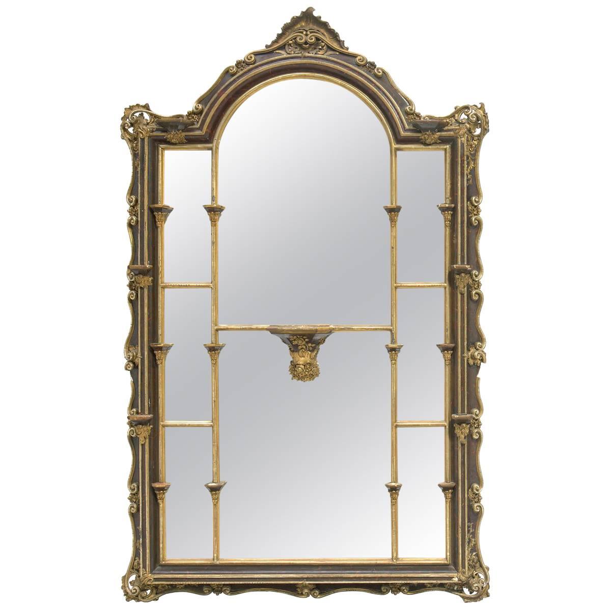 Large Italian Faux Tortoiseshell Painted Mirror, 19th Century For Sale