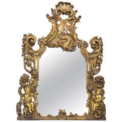 Italian Baroque Style Carved Giltwood Mirror, Mid-19th Century 11