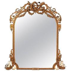Large Louis XV Style Giltwood Mirror, 19th Century 12