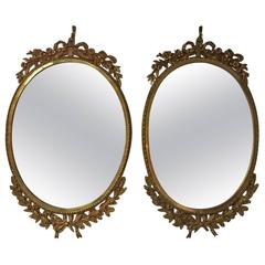 Pair of French Ormolu Oval Mirrors, circa 1900 8