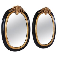 Pair of Italian Neoclassical Style Oval Mirrors