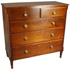 Antique Sheraton Cherry Federal Style Five-Drawer Chest, circa 1920