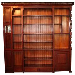 Architectural Cherry Built-In Bookcase with Stick and Ball Gallery, circa 1900