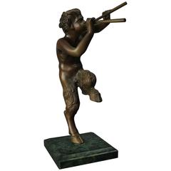 Antique French Bronze Sculpture of Pan on Marble C. Michel "Clodion, " circa 1950