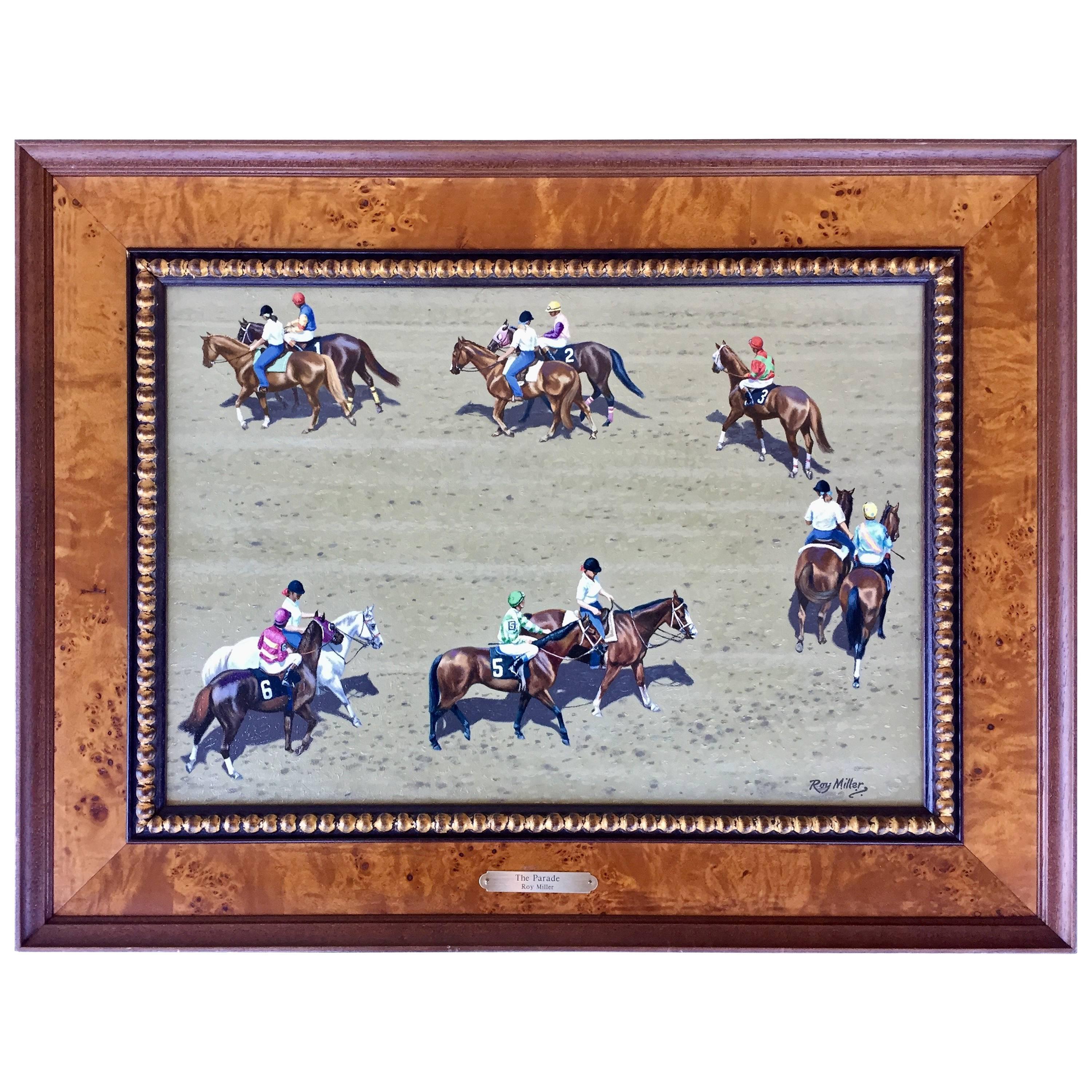 "The Parade" Horse Racing Painting by Roy Miller For Sale