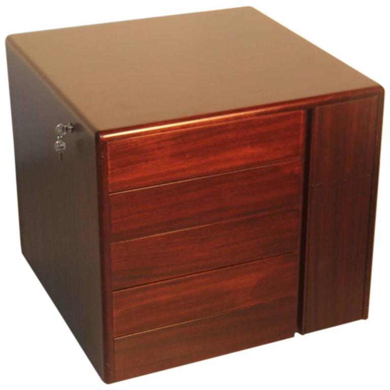 Cube Minimal Drawer in Wood Tecno Eugenio Gerli Design 1960 For Sale at
