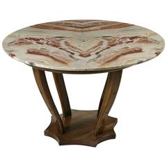 Table Stained Walnut Marble Vintage Manufactured in Italy, 1940s-1950s