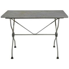 Painted 19th Century French Iron Marble Top Garden Table