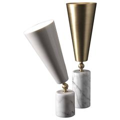 Italian Marble Vox Table Lamp with white or black shade, Large