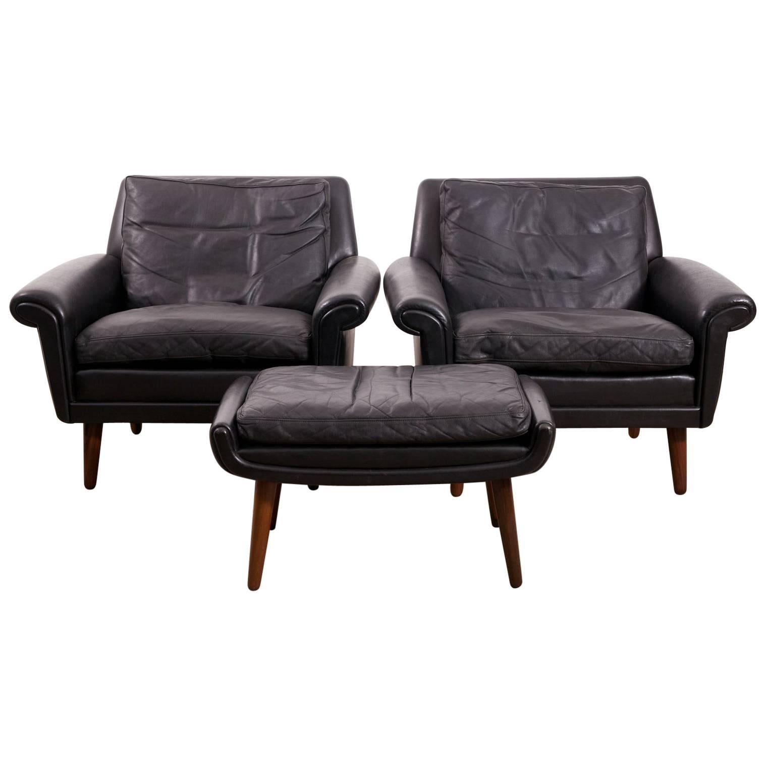 Diplomat Club Chairs & Ottoman For Sale