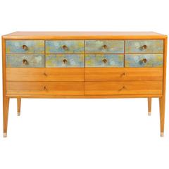1940s Pear Wood credenza or sideboard with Abstract Designs by Osvaldo Borsani
