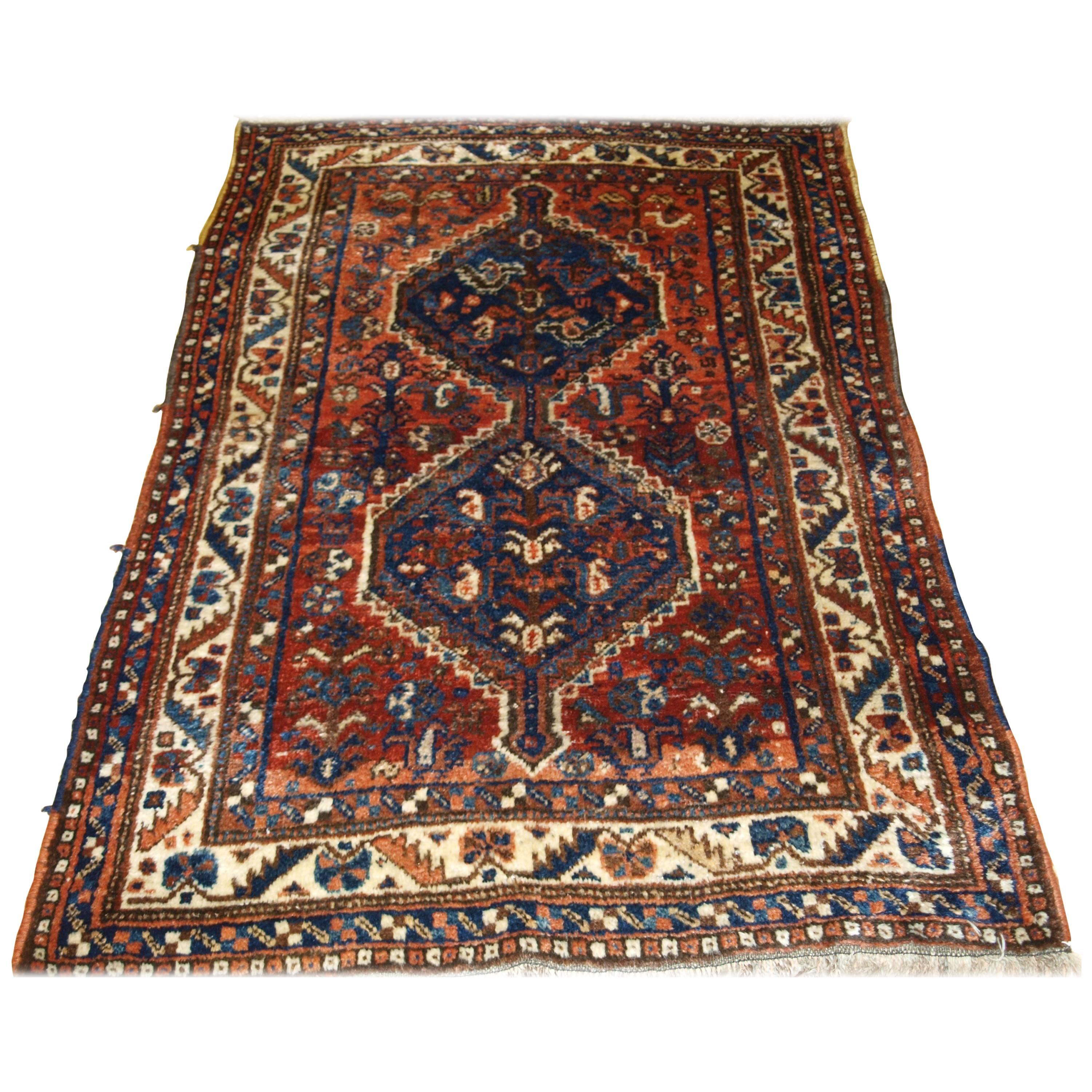 Old South West Persian Tribal Rug, Shiraz Region For Sale