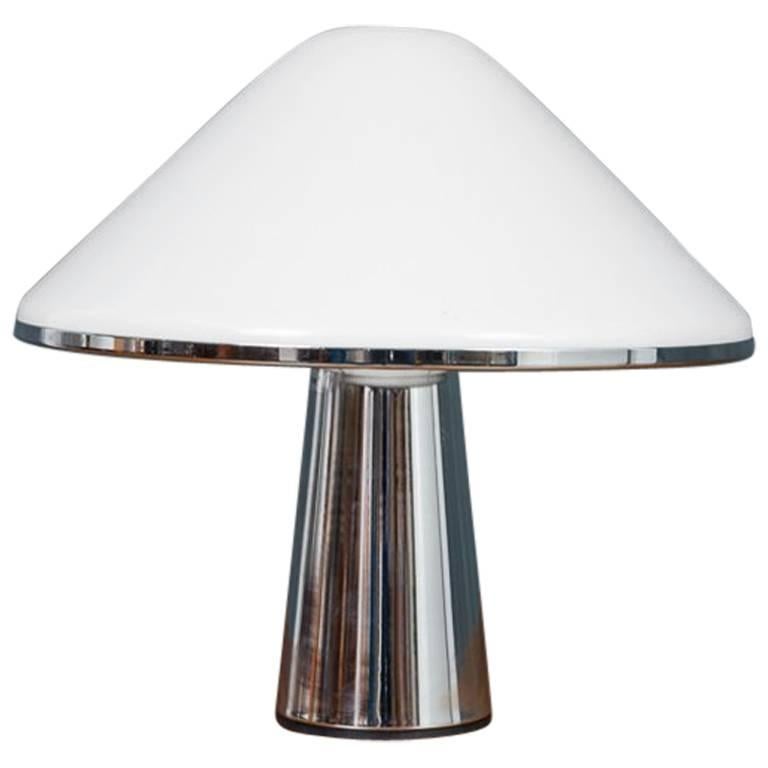 1970s iGuzzini Chrome and Lucite Mushroom Table Lamp