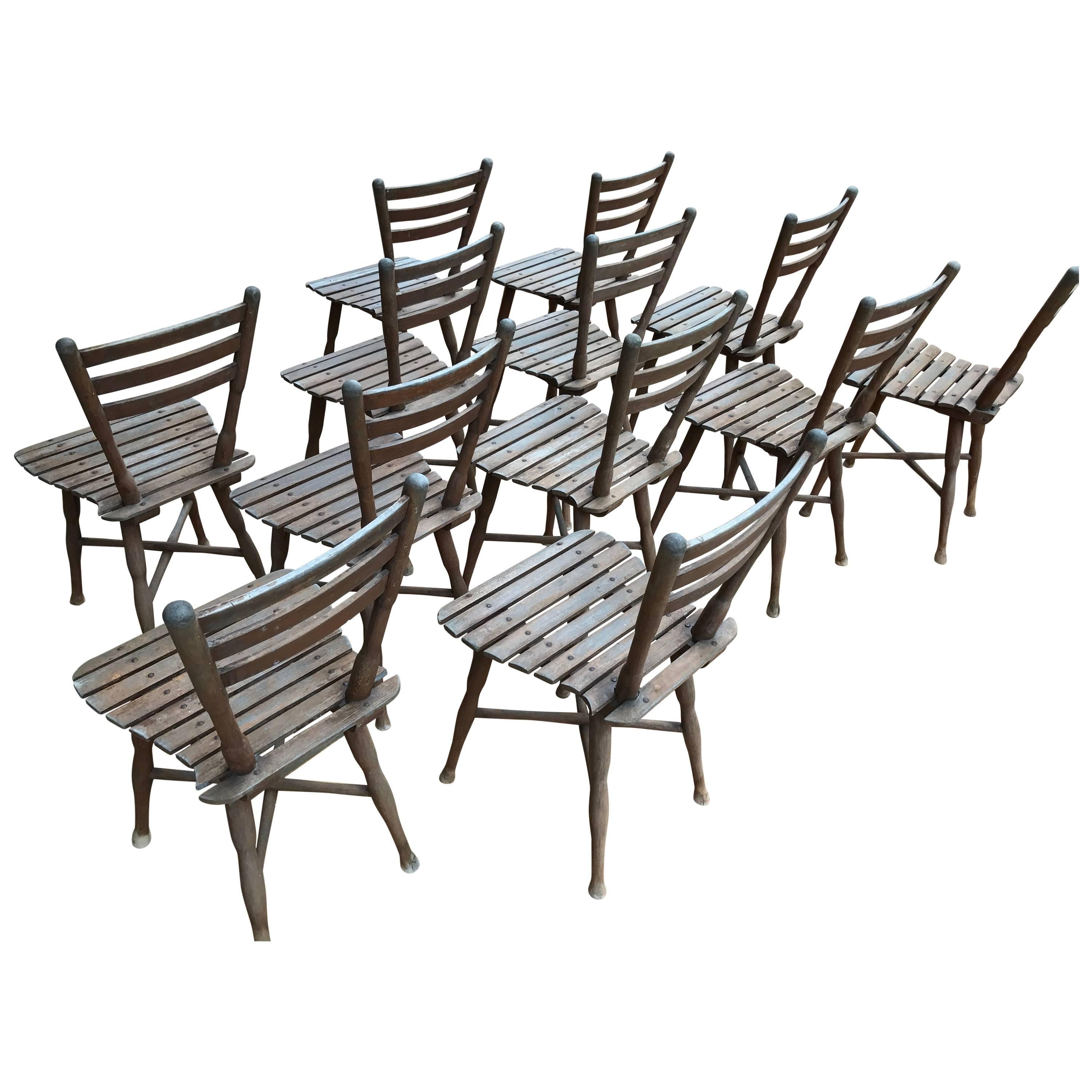 12 Garden Chairs by Thonet bentwood  1904 Nr 8, 5 Beech Nice Rare Collection