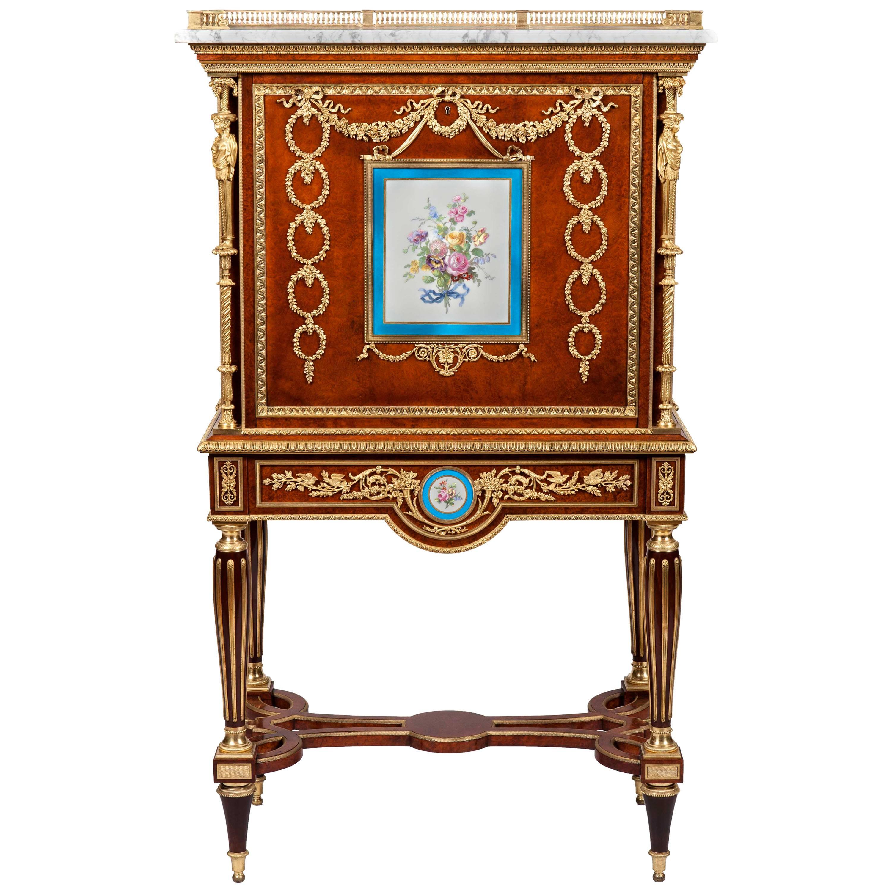 19th Century French Secretaire with Ormolu and Sevres Porcelain Plaques