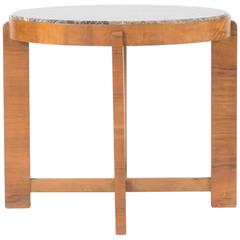 1940s Marble and Mahogany Occasional Table
