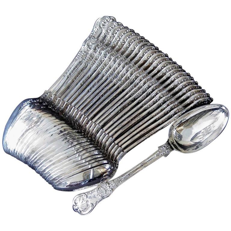 Antique Silver Queens Pattern Table Spoons For Sale at 1stDibs