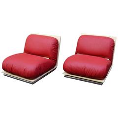 Pair of Very Rare 1970s Easychairs in the Style of Mario Bellini