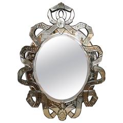 Venetian Etched Ribbon Design Wall Mirror 4