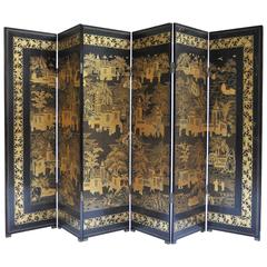 19th Century Chinese Export Lacquer Screen 10