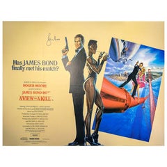 "Hand Signed by Roger Moore, A View To A Kill" Film Poster, 1985