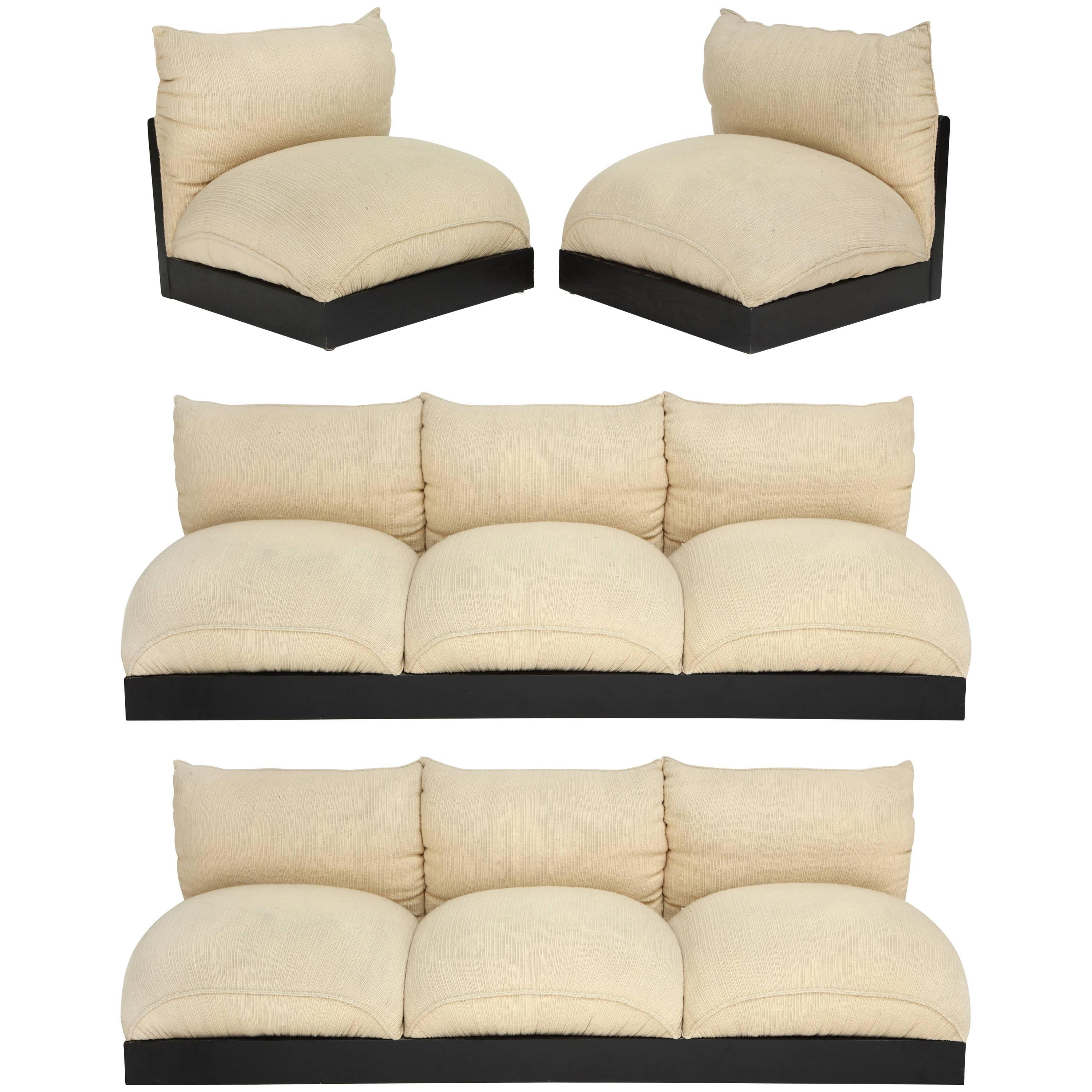 Carlo Bartoli Blob Sofa Lounge Chair Set, 1970s, Italy, Mid-Century