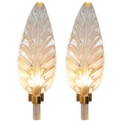 Leaves Wall Light Set of Two in Pure Murano Crystal Glass