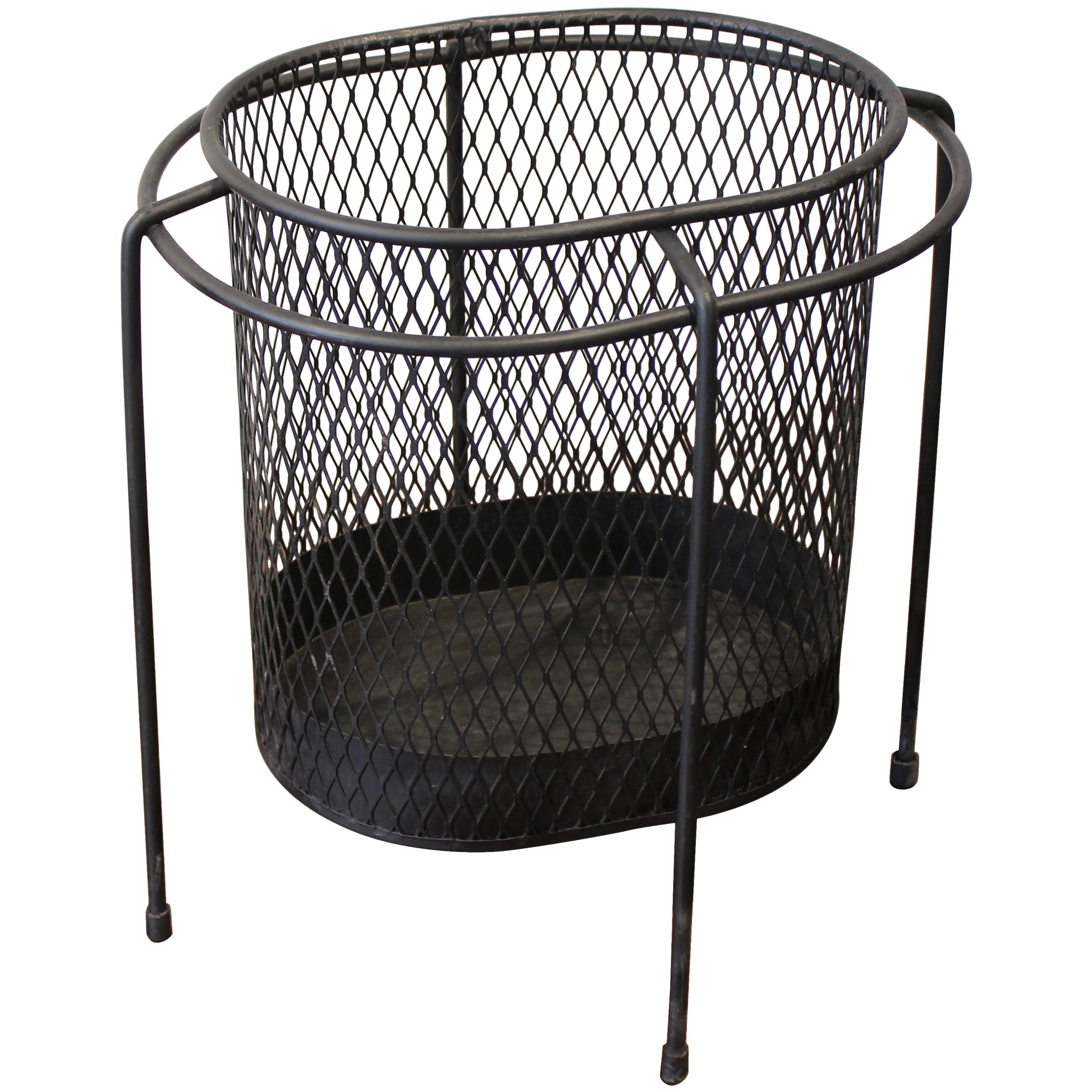 Sculptural Iron and Wire Waste Basket, France, Style of Mategot, 1950s