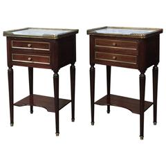 Pair of French Maison Jansen Louis XVI Style Marble-Top Nightstands/End Tables 3
