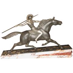 Art Deco Warrior Goddess Sculpture Attributed to Armand Lemo 1