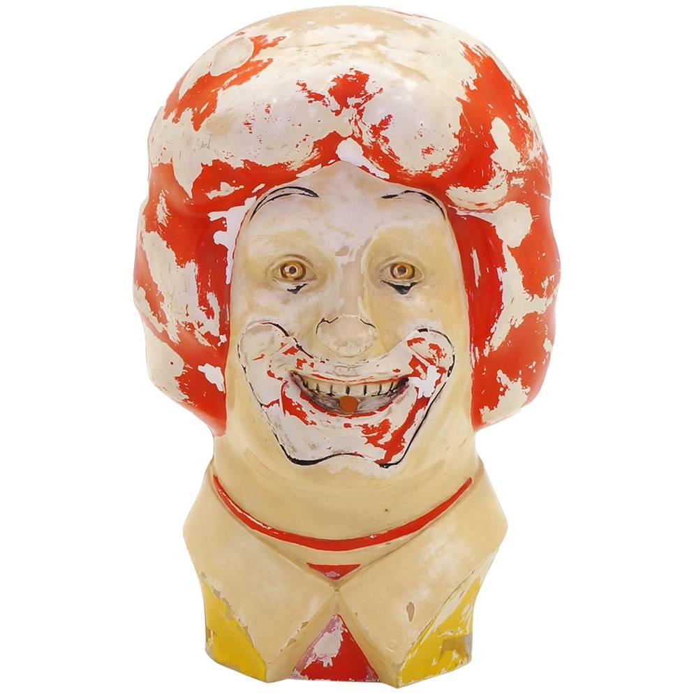 Large Weird, Creepy, Perfectly Patinated Plastic Clown Head For Sale