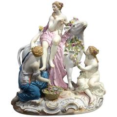 19th Century Meissen Porcelain Group of Europa and the Bull